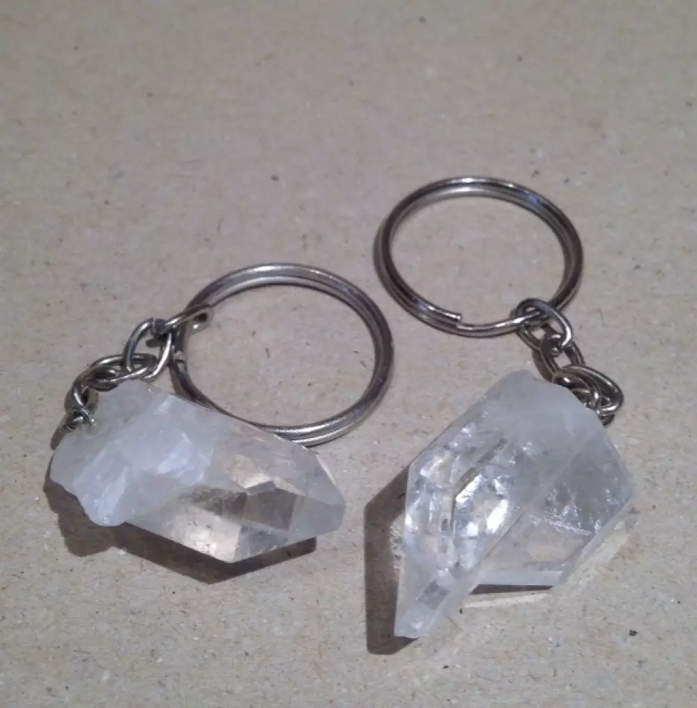 Nøkkelring med rå bergkrystall, Krystaller & smykker, Krystaller