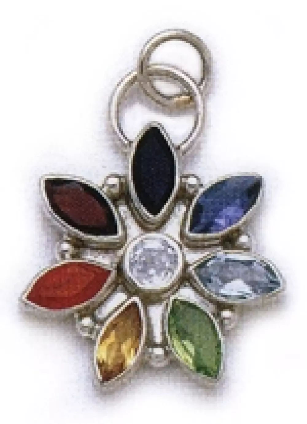 Chakrastjerne anheng - Syv chakrasteiner, Krystaller & smykker, Eksklusive smykker