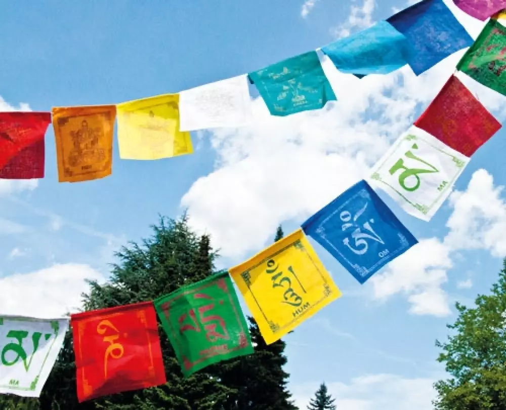 Tibetansk bønneflagg - Om mani padme hum, Hjem & interiør, Interiør