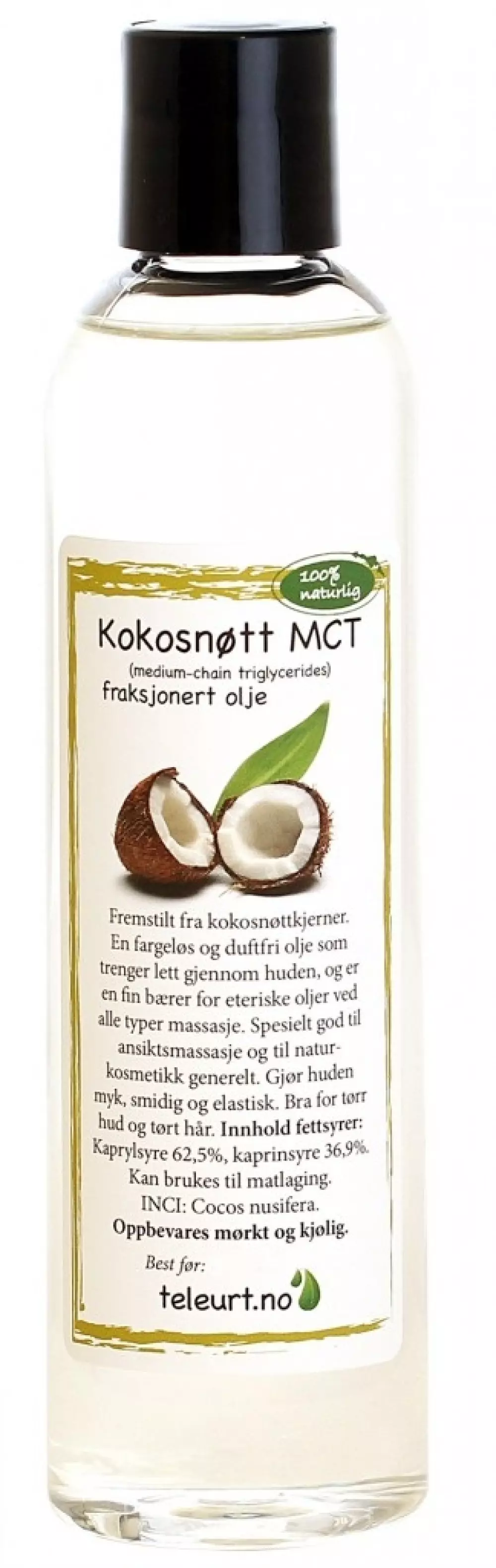Kokosnøttolje MCT, fraksjonert 250 ml, Velvære & røkelse, Kroppspleie