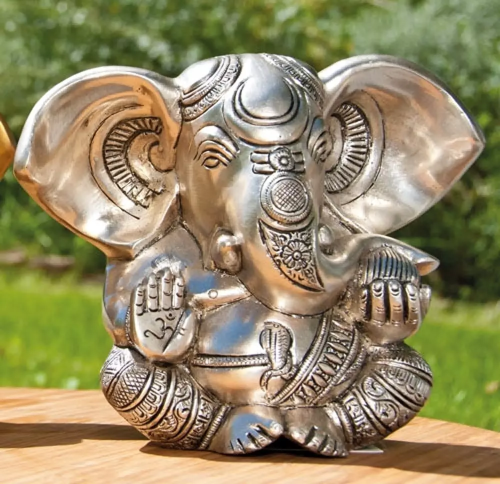 Ganesha sølvbelagt - 13 cm, Hjem & interiør, Statuer & figurer