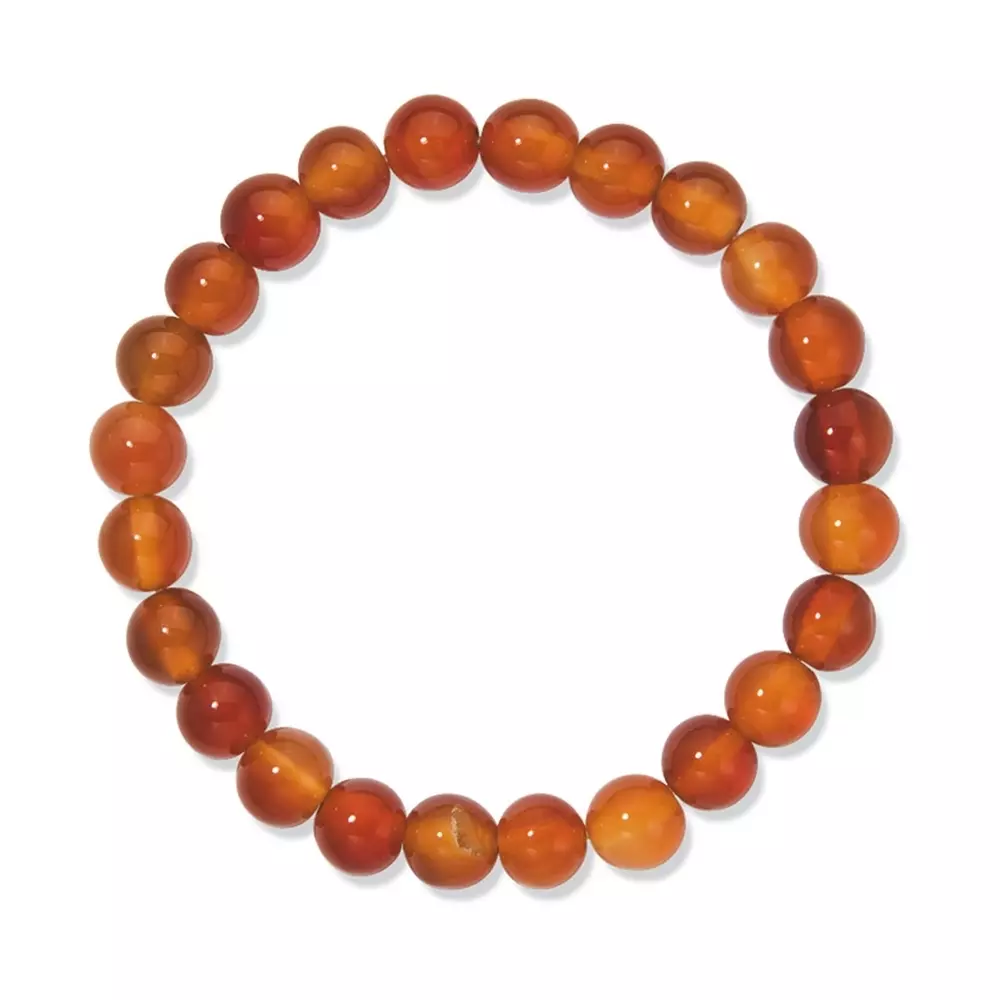 Karneol, armbånd, balanse, lidenskap, kreativitet, harmoni, energi, sakral chakra, seksualitet, glede., Armbånd Karneol - 8mm, Krystaller & smykker, Krystallsmykker