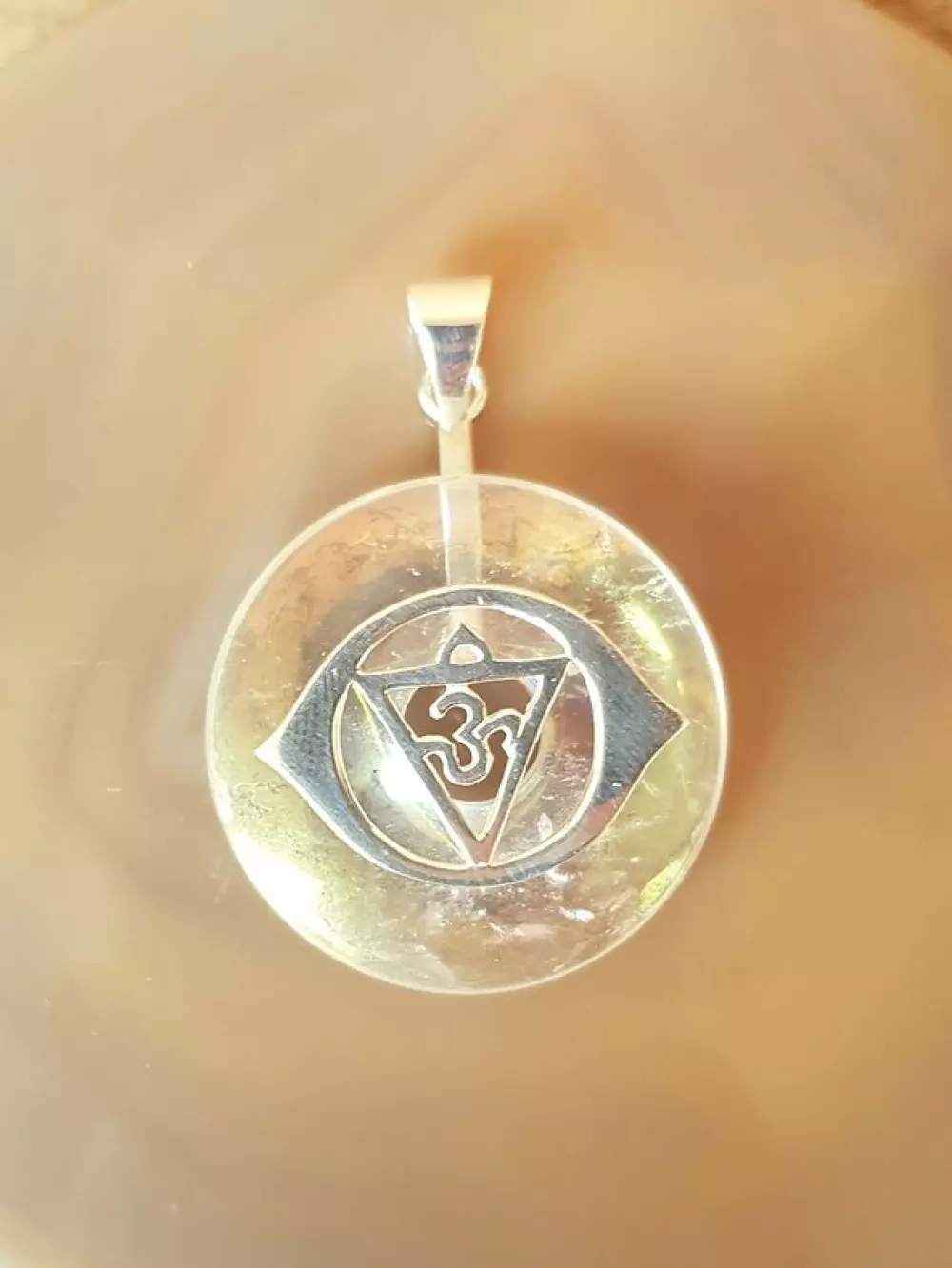 Feste tredje øye-chakra sølv til krystallskive 30 mm, 1950037930, Krystaller & smykker, Krystallsmykker