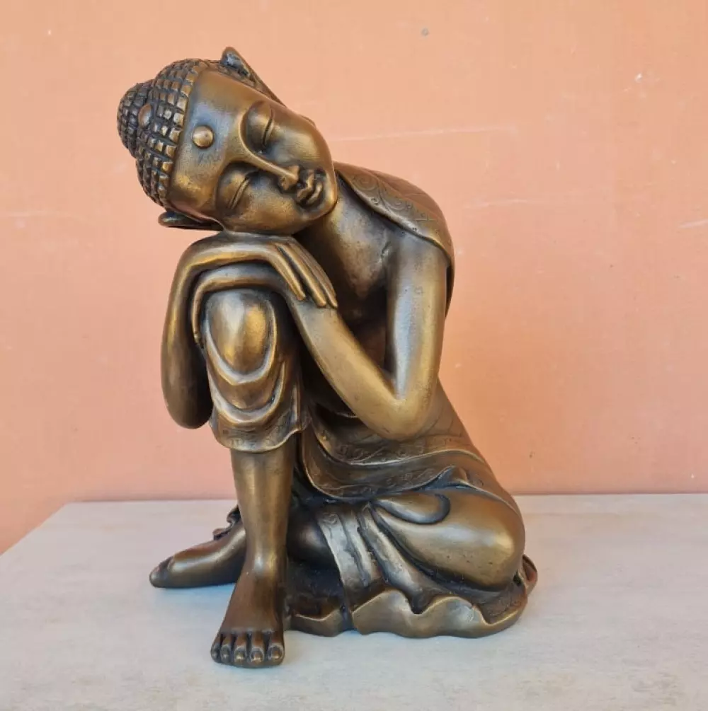 Sleeping Buddha - bronsefarget, Hjem & interiør, Statuer & figurer