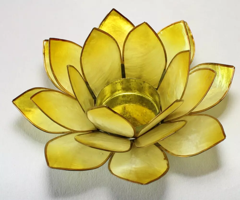 Lotuslys - Gul med gullkant, Hjem & interiør, Interiør, Størrelse: Medium, 14cm