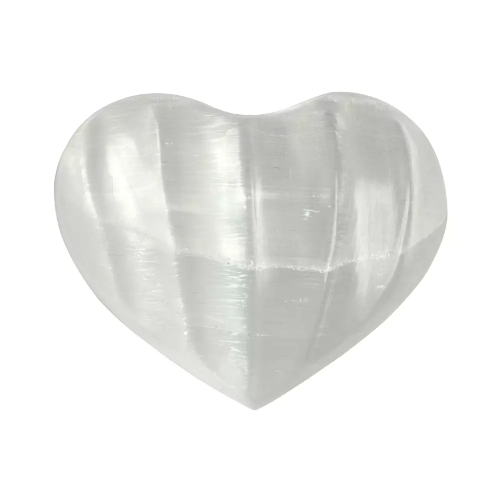 Krystallhjerte selenitt - Ekstra stor Ca. 6 x 6,5 cm. Heart wavy, selenite, 6,5cm 0528920653 Krystaller & smykker