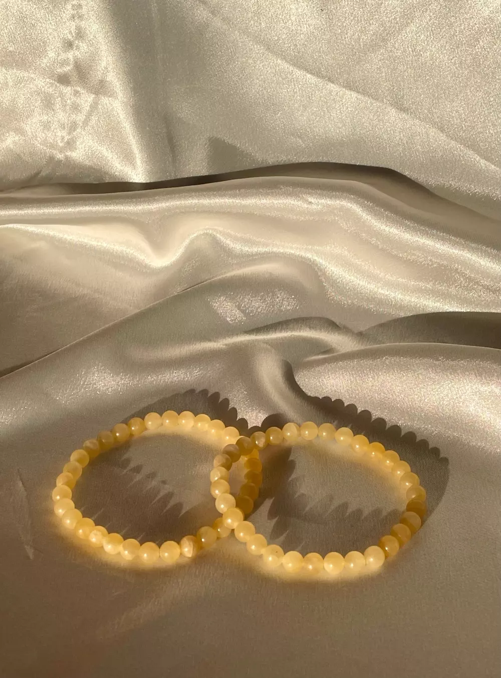Armbånd gul kalsitt - 6mm Bracelet beads 6mm of yellow calcite 0604250106 Krystaller & smykker Krystallsmykker