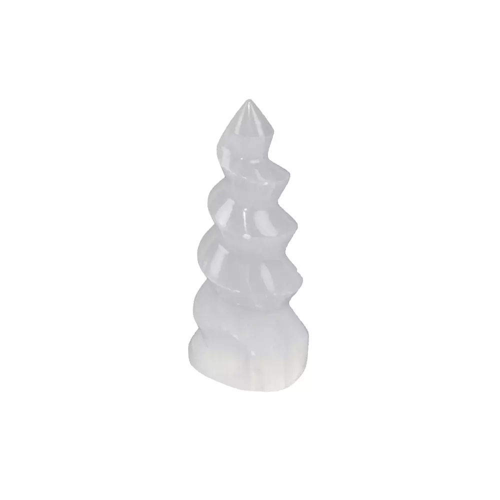 Selenitt-spiral - Enhjørning, Krystaller & smykker, Krystaller, Høyde ca. 9cm
