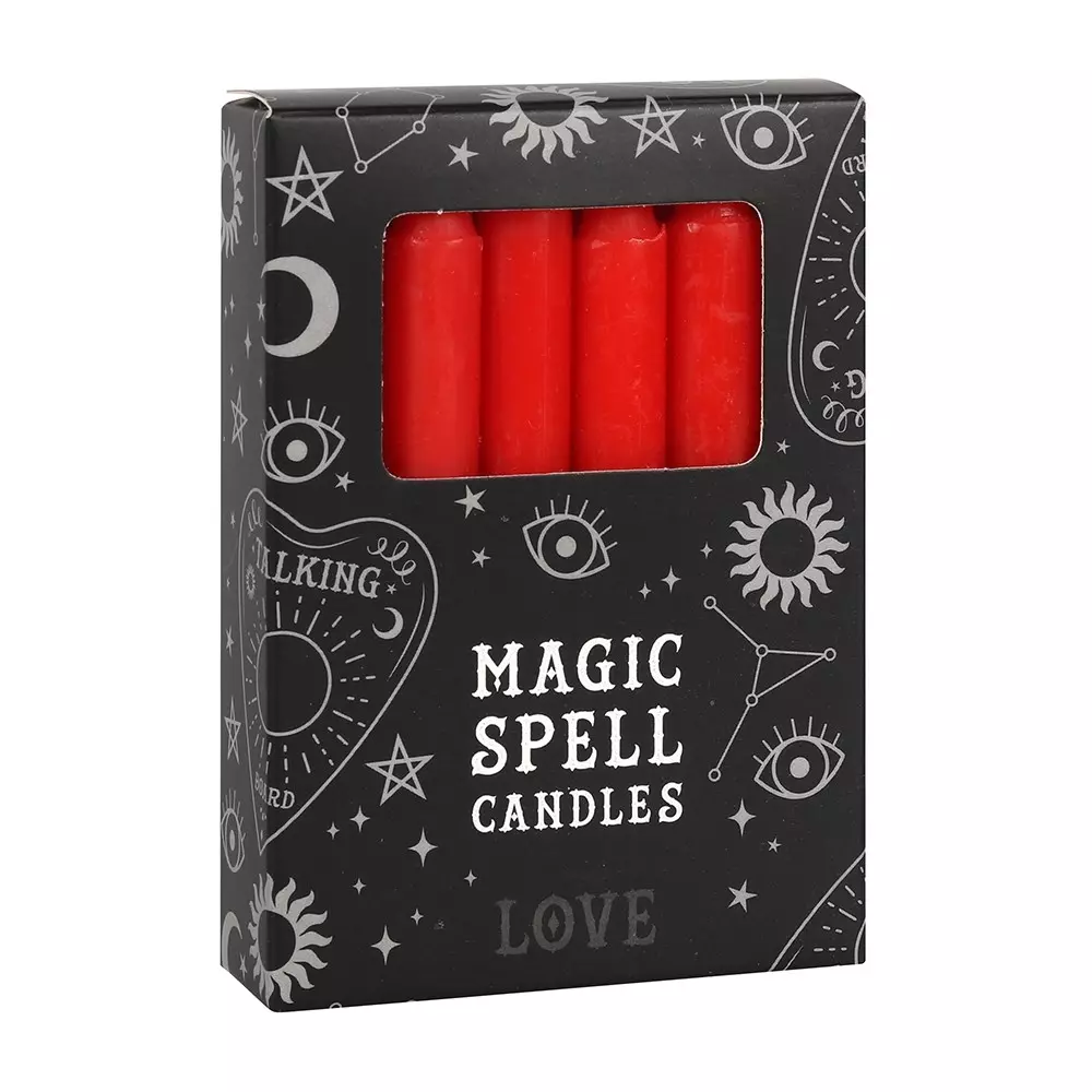 Spell candles/vokslys rød - Love 12 lys, H11,5cm D1cm PACK OF 12 RED 'LOVE' SPELL CANDLES 5055581695669 Hjem & interiør Interiør