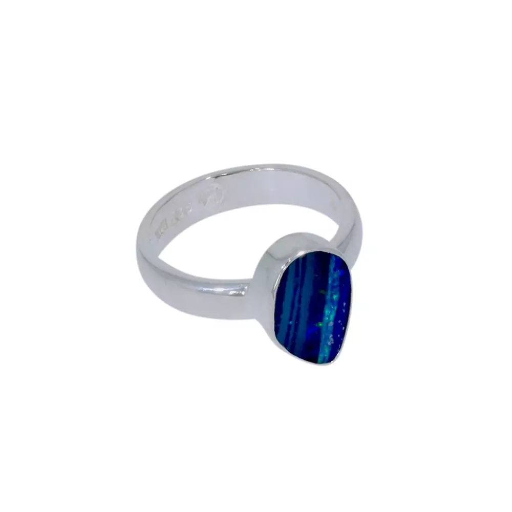 Sølvring med blå opal, 243005160013, 1950038884, Krystaller & smykker, Krystaller