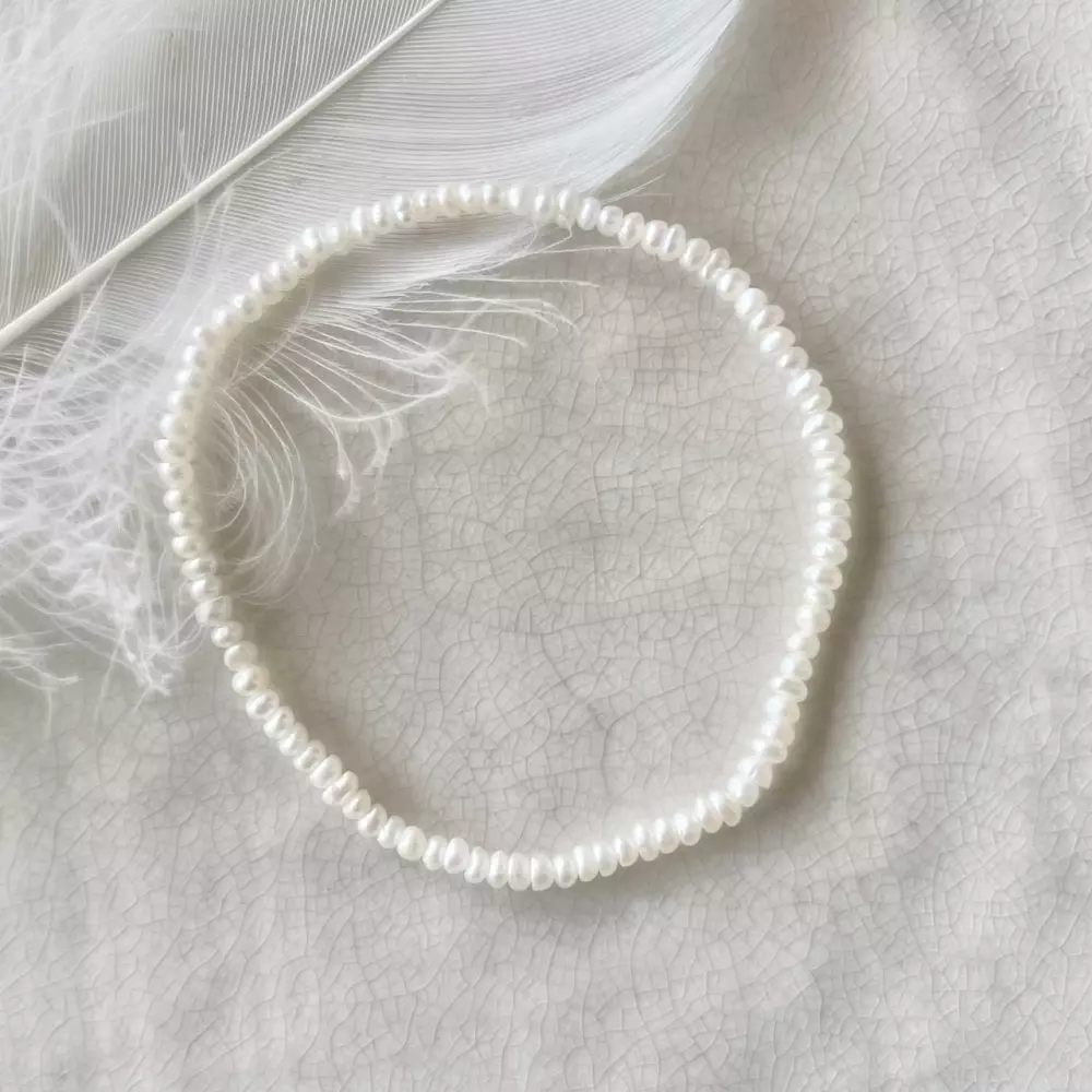 Perlearmbånd hvit - 2-2,5mm