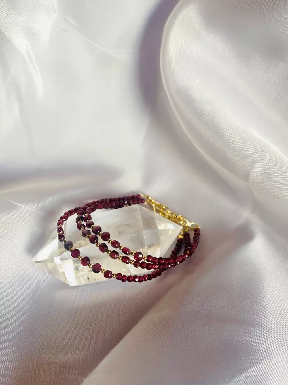 Krystallarmbånd - Granat, Krystaller & smykker, Andre smykker, Hebei Bestone Jewelry Co., Ltd., 3-4mm - 21cm