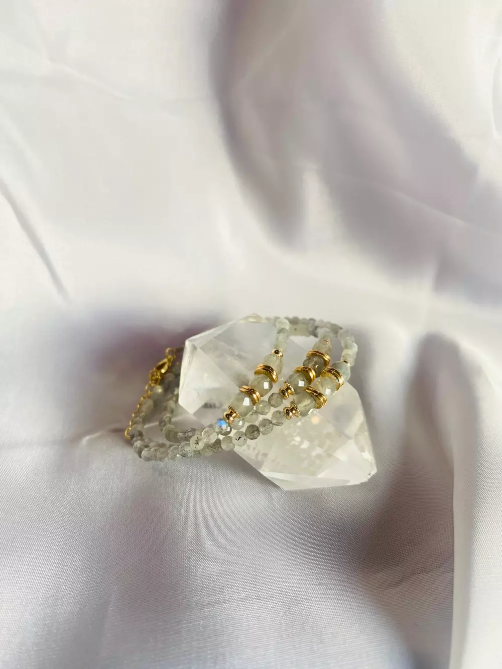 Krystallarmbånd - Labradoritt - fasettert med 3 større krytaller, Krystaller & smykker, Krystallsmykker, Hebei Bestone Jewelry Co., Ltd.