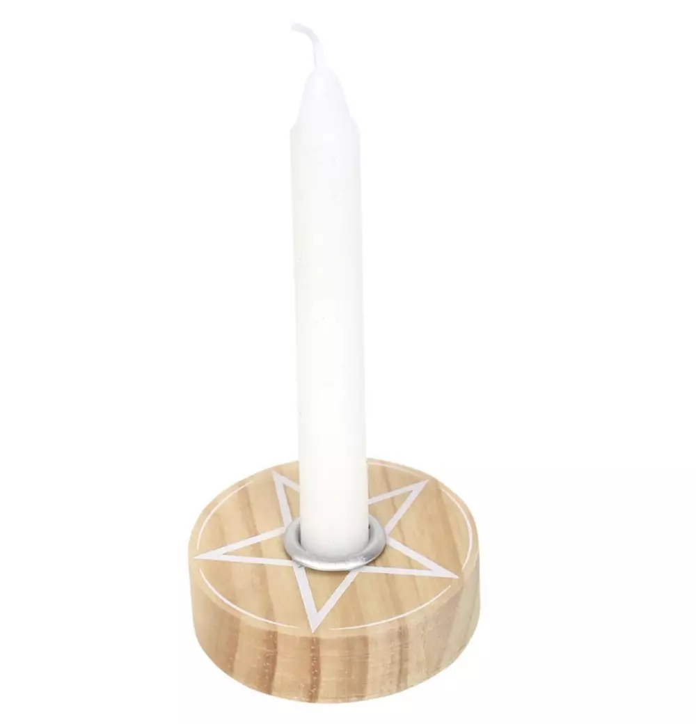 Spell candle holder - pentagram natur