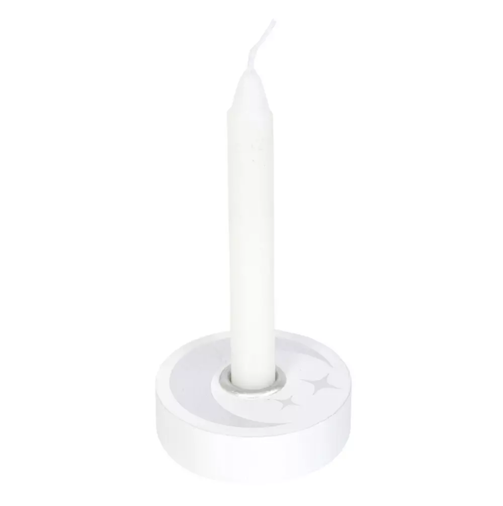 Spell candle holder - måne hvit