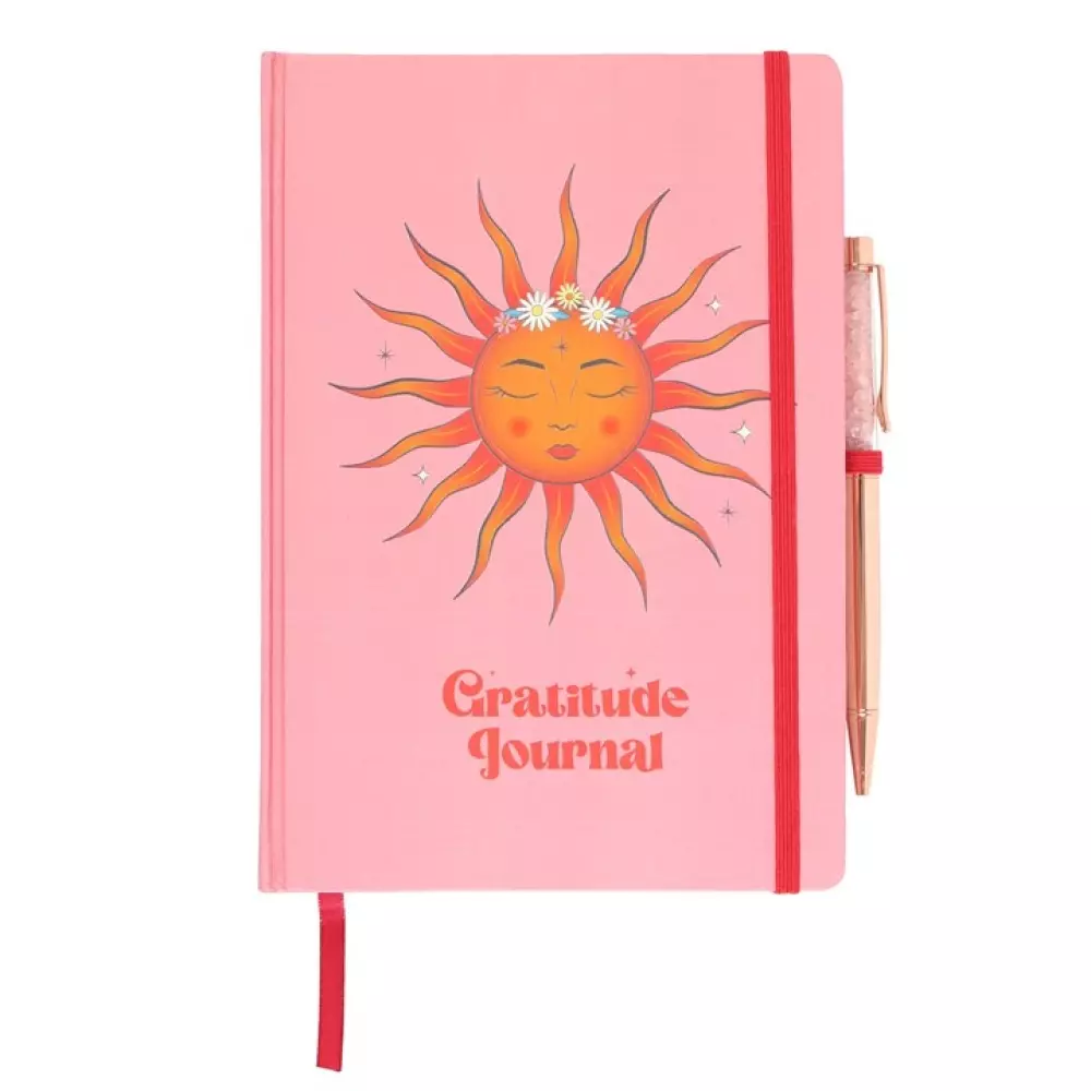 takknemlighetsjournal, journal, daglig takknemlighet, notatbok, rosenkvarts penn, positiv tankegang, mindfulness, meditativ journal, spirituell journal, personlig vekst, selvrefleksjon, mindfulness, Notatbok - Gratitude med rosenkvartspen, Bøker, Diverse