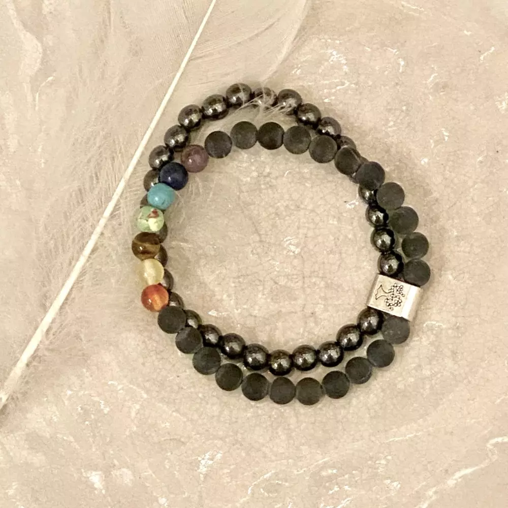 Armbånd - Chakra magnet - sort naturstein