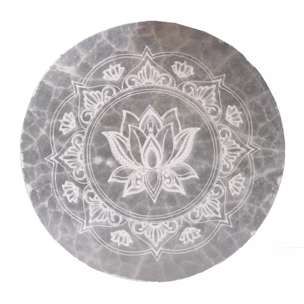 Krystallader i selenitt - Lotus mandala - medium, Krystaller & smykker, Krystaller