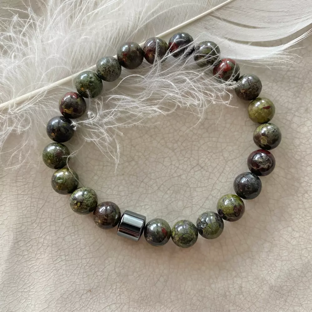 Armbånd Dragon Blood Jasper - 8mm m/magnet, Krystaller & smykker, Krystallsmykker, ca 19 cm