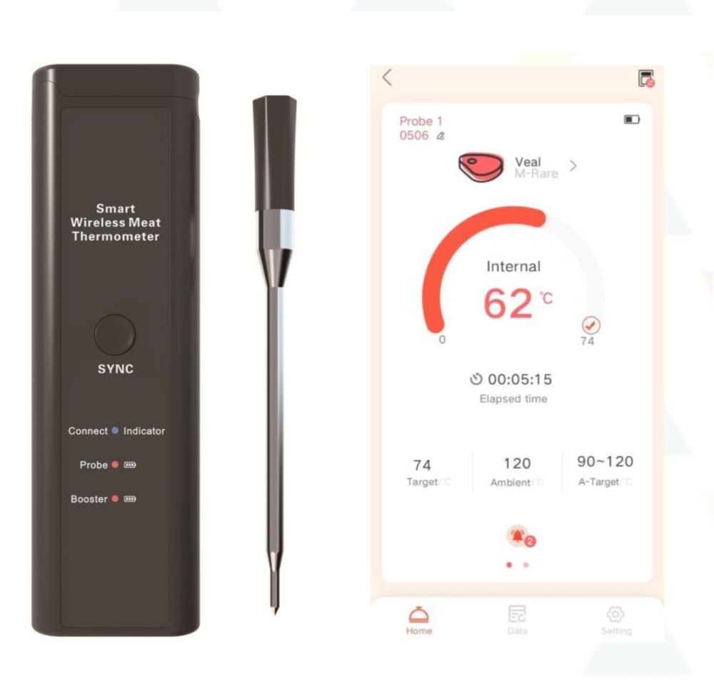 wireless, wifi, smart, thermometer, termometer, Meater, BBQ, grill, Smart Wireless Thermometer, King BBQ, 1800699337, Tilbehør, Smart Wireless Thermometer 