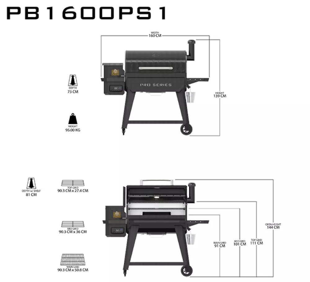 PIT BOSS 1600 PRO SERIES WOOD PELLET GRILL, PB1600PS1, Pelletgriller, Pit Boss, Pit Boss 1600 Pro Series WiFi Pellet Grill