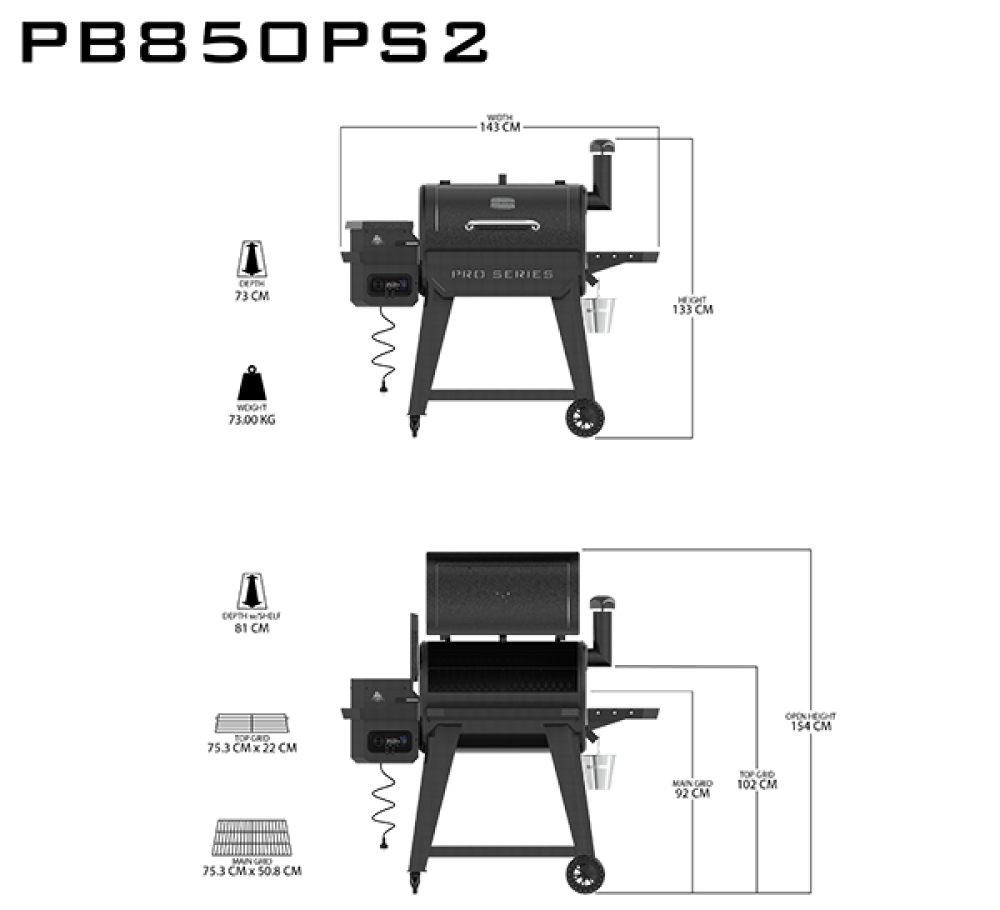 PIT BOSS 850 PRO SERIES WOOD PELLET GRILL, PB850PS2, Pelletgriller, Pit Boss, Pit Boss 850 Pro Series WiFi Pellet Grill