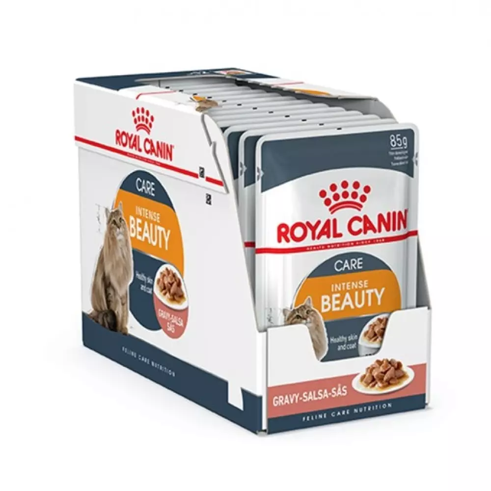 Royal Canin Intense Beauty i saus 12x85g, 9003579308721, Kattemat, Royal Canin, Intense Beauty Gravy 12x85 g