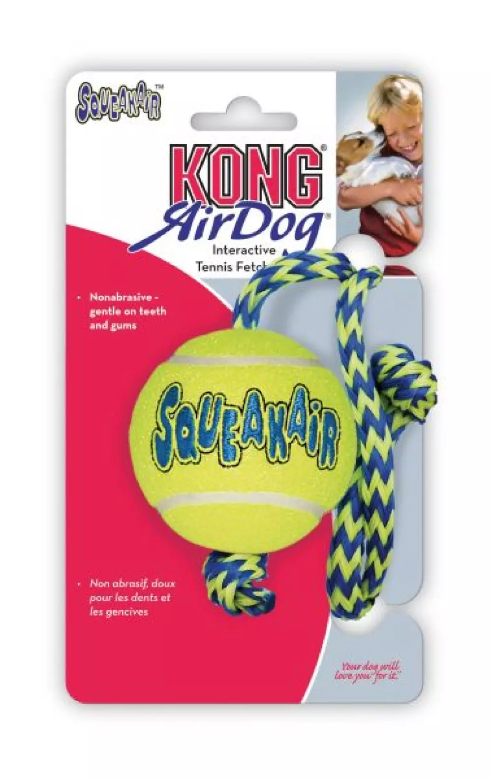 Kong Airdog Tennisball m/tau M, 035585774978, Hundeutstyr, Hundeleker, Kong Company, Dogman, Kong Tennisball med tau M