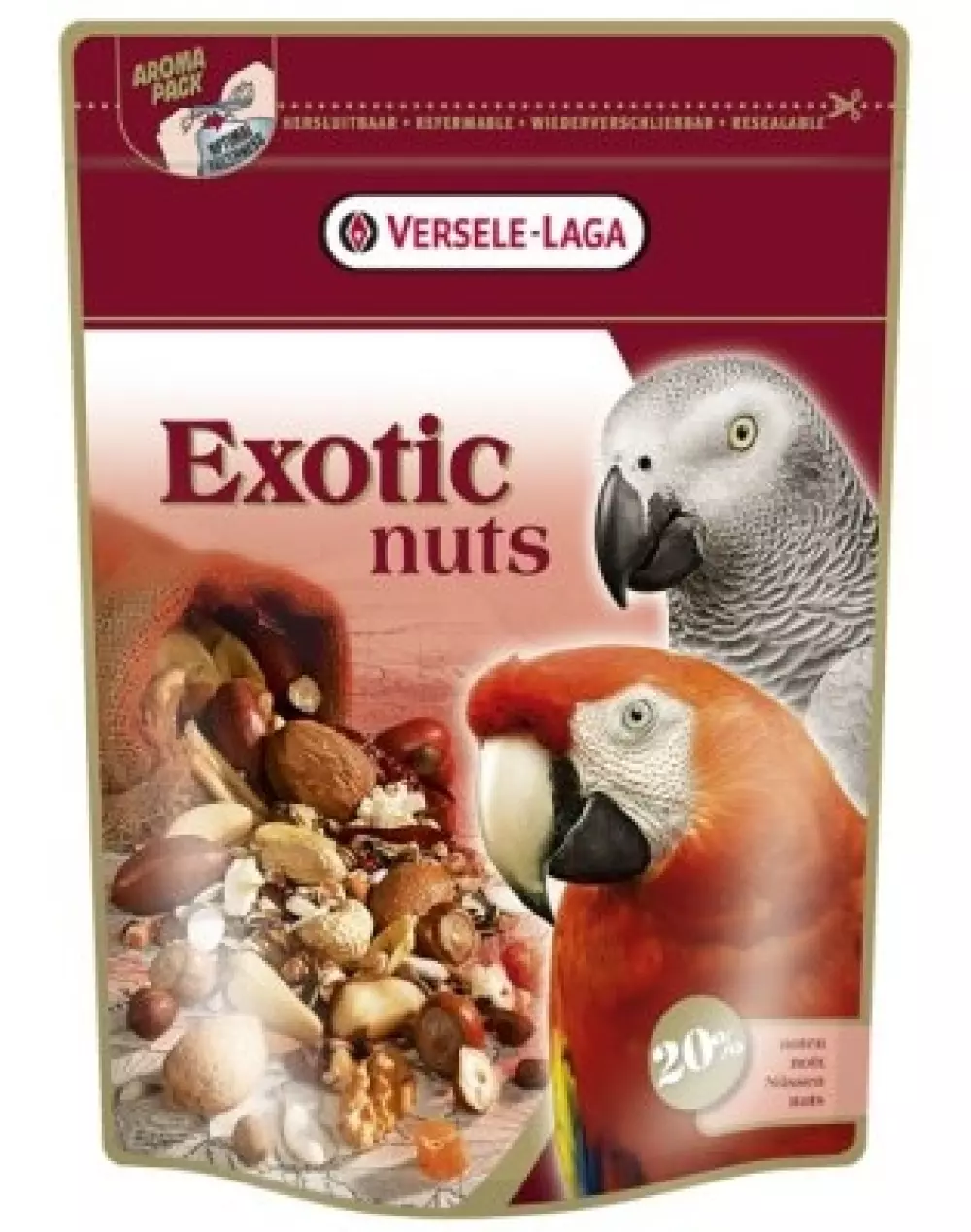 Papegøye exotic nøtt-mix, 5410340217825, Fugleutstyr, Papegøyeutstyr, Imazo AB, 'PAPEGOJ EXOTIC NUT MIX 750GR