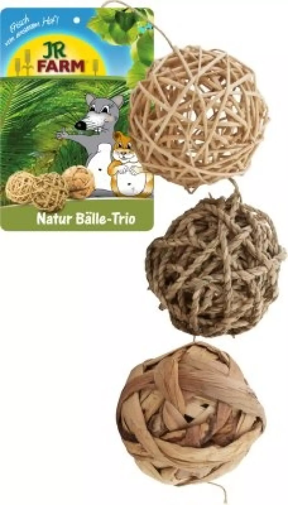 JR Farm natur ball-trio 8cm, 4024344210099, Kaninutstyr, Kaninleker, JR Farms, Imazo AB, 'JR FARM NATUR BOLL-TRIO 8CM