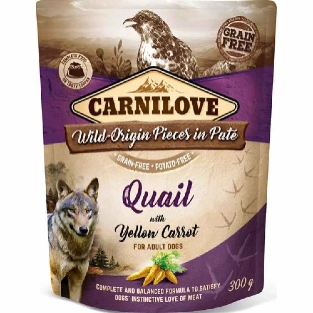 Carnilove pouch pate Quail with yellow carrot Carnilove Pouch Pate Quail with Yellow Carrot 300 g CH270030 8595602537686 Hundemat