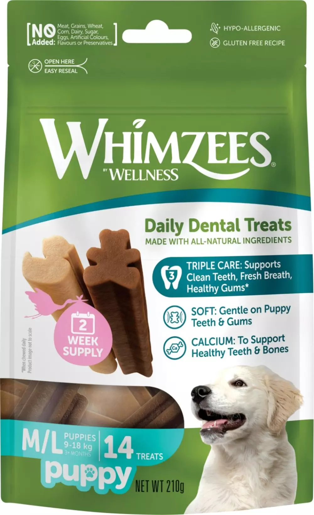 Whimzees Puppy Value Bag M/L Pose, 8718627754726, Hundeutstyr, Hundegodbiter og Tygg, Whimzees, Eldorado, Whimzees Puppy M/L, 7 stk, 105 g