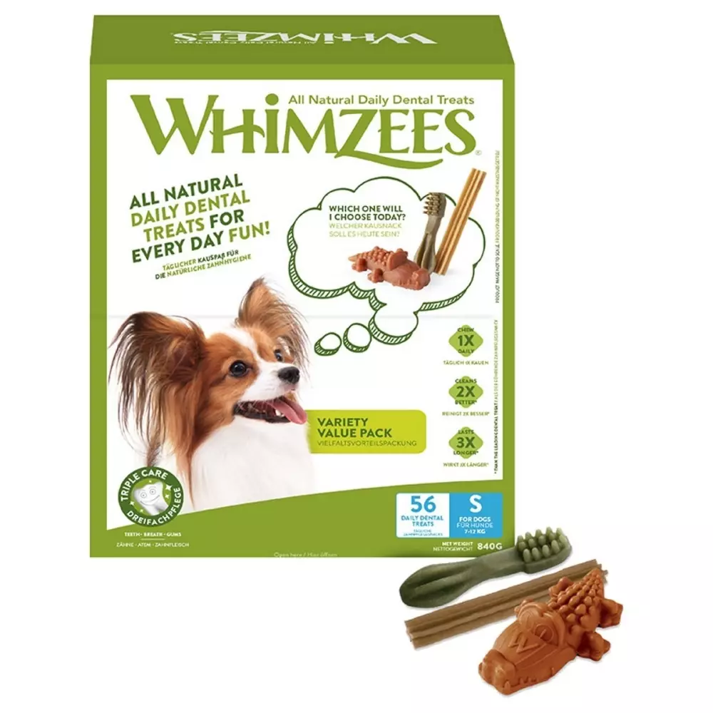 Whimzees Variety Value Box S, 8718627754979, Hundeutstyr, Hundegodbiter og Tygg, Whimzees, Eldorado, Whimzees Variety S, 56 stk, 840 g, box