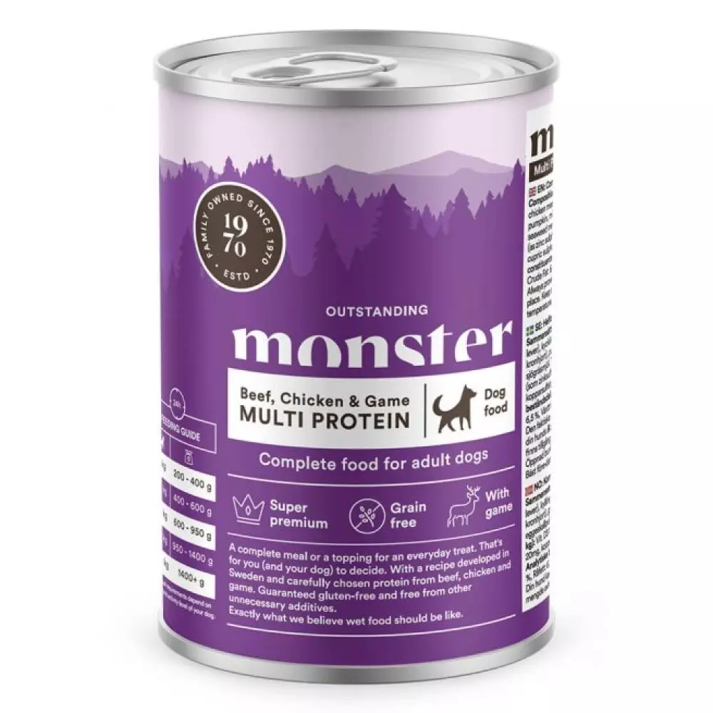 Monster Dog Multi Protein Beef/ Chicken/ Game Burk 400 g, 7350040124406, Hundemat, Monster, Tree of Pets AS, Monster Dog Multi Beef/ Chicken/ Game Can 400 g