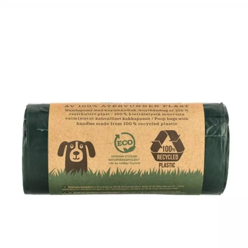 Dogman Hundeposer 100% resirkulert plast, 7312137388405, Hundeutstyr, Hygieneariklier og hundeposer, Dogman, Dogman Hundeposer 100% resirk pla 60p Grønn