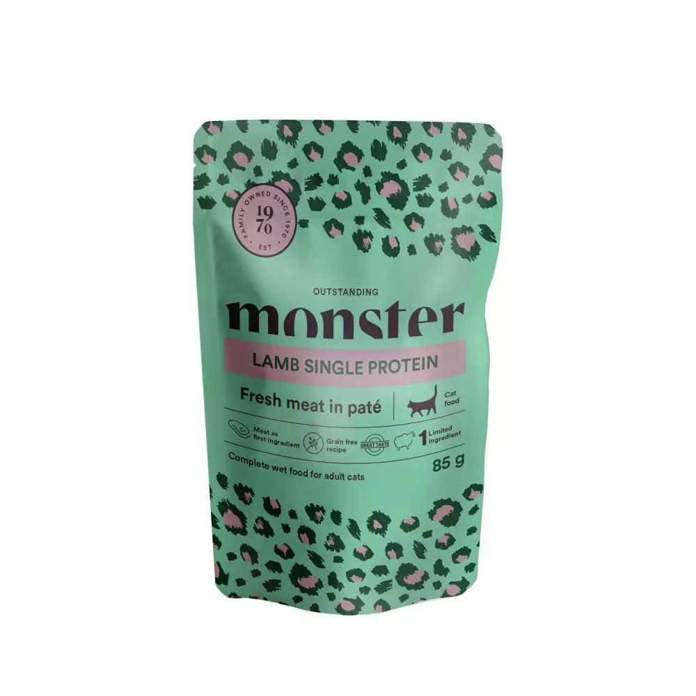 Monster Cat Pouches Adult Lamb 85 g (8-pack), 7350040124925, Kattemat, Monster, Tree of Pets AS