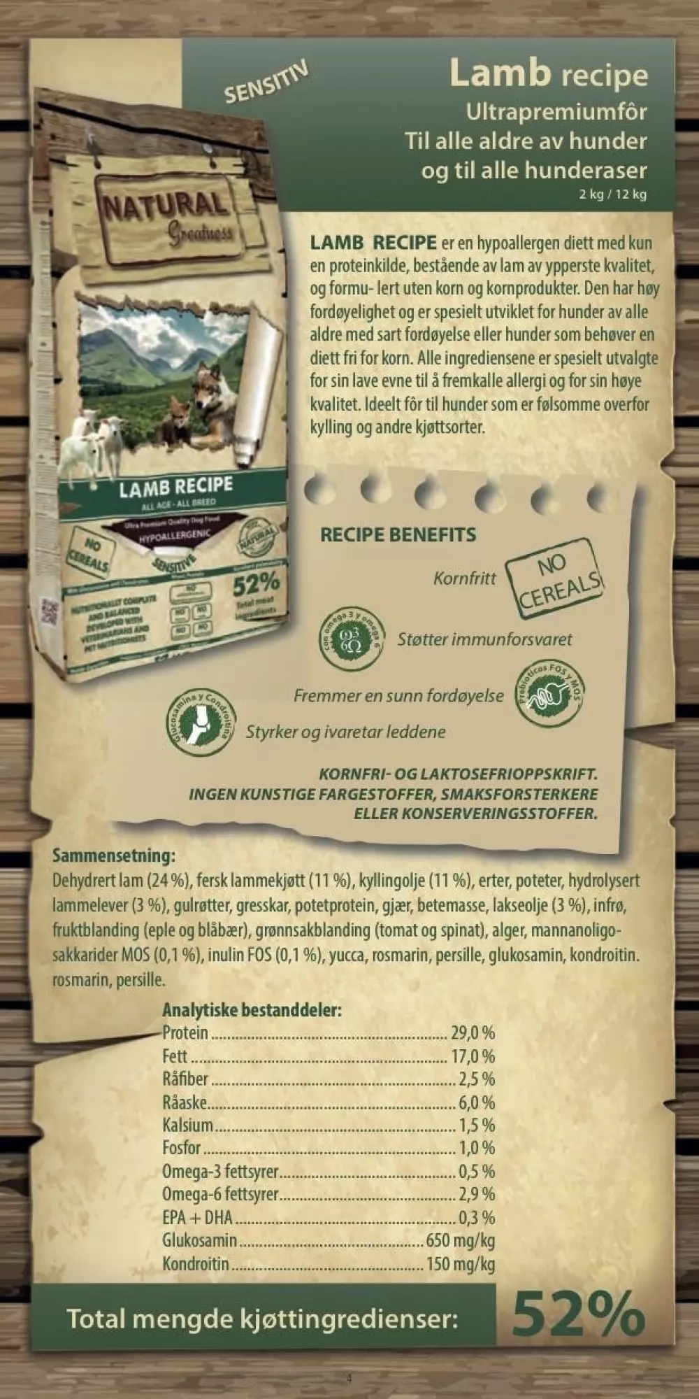 Natural Greatness Lamb Recipe - Sensitive10 kg, 8425402687390, Hundemat, Natural Greatness, Arctic Pets AS, Lamb Recipe - Sensitive, Tørrfor, Voksen