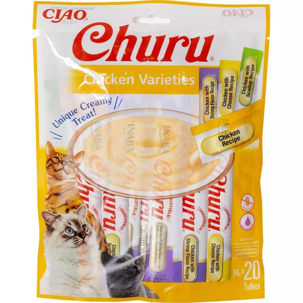 Churu til katt, Churu Chicken Varieties 20stk, Katteutstyr, Kattegodbiter