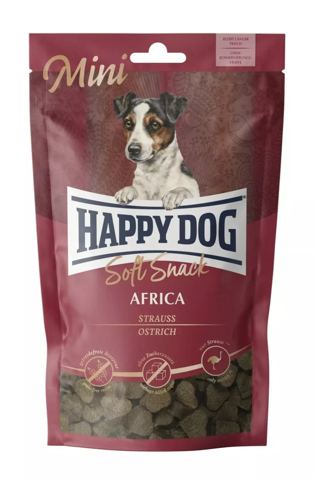 Happy Dog Soft Snack Mini Africa (Struts) 100g, Hundeutstyr, Hundegodbiter og Tygg