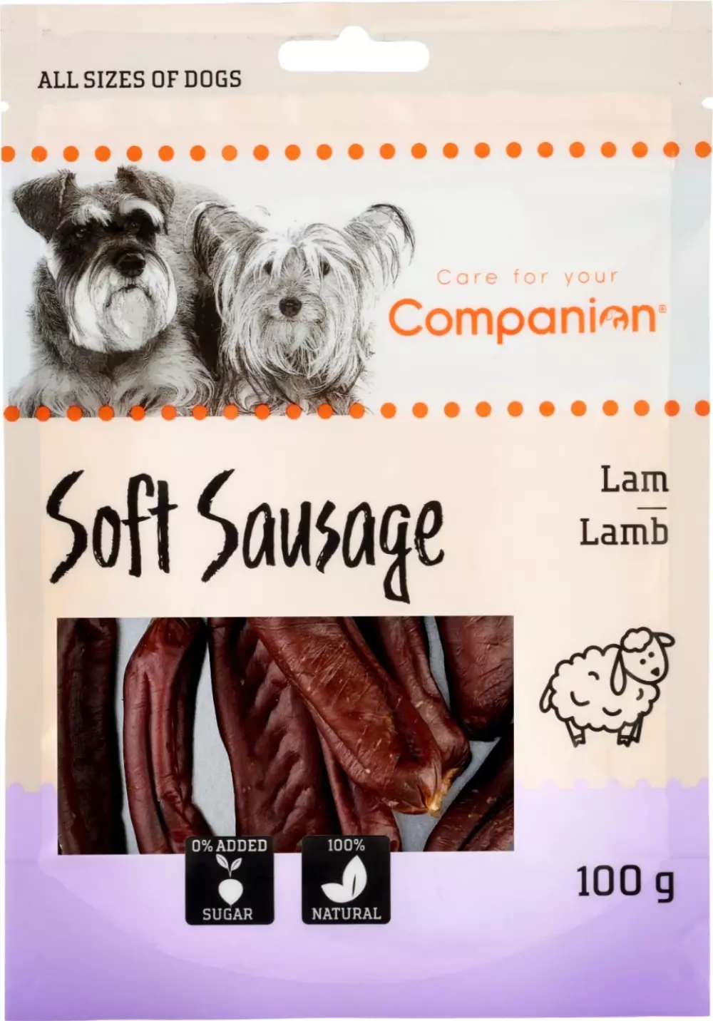 Companion Lamb Short Sausage 100gr, Hundeutstyr, Hundegodbiter og Tygg