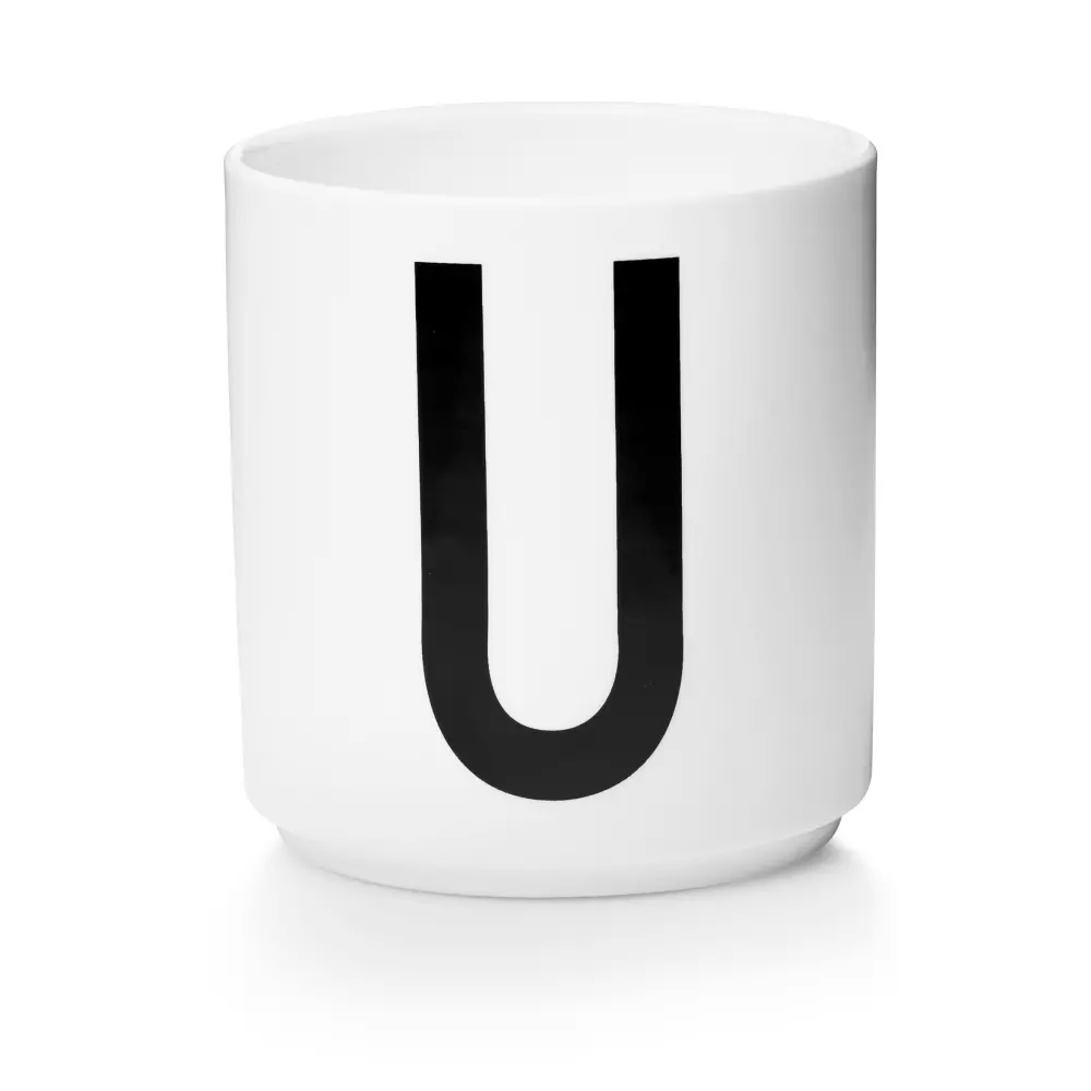 Design Letters Hvit Kopp U, 5710498720216, 10201000U, Kjøkken, Krus og Skåler, Design Letters, Personal Porcelain cup White A-Z