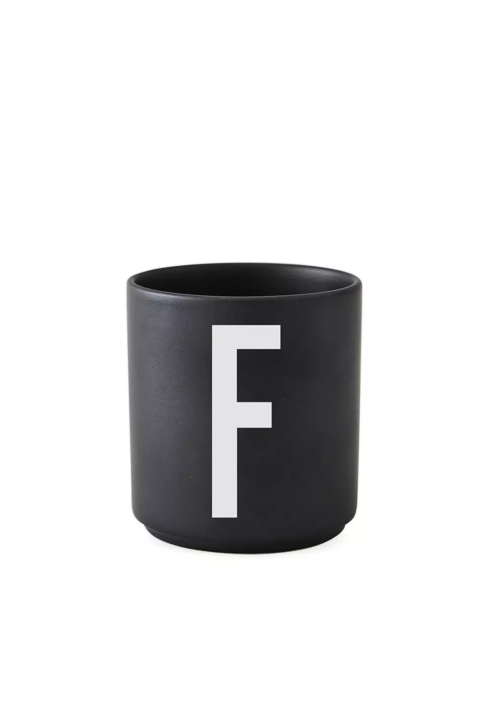 Design Letters Sort Kopp F, 5710498733513, 10204000F, Kjøkken, Krus og Skåler, Design Letters, Personal Porcelain cup Black A-Z