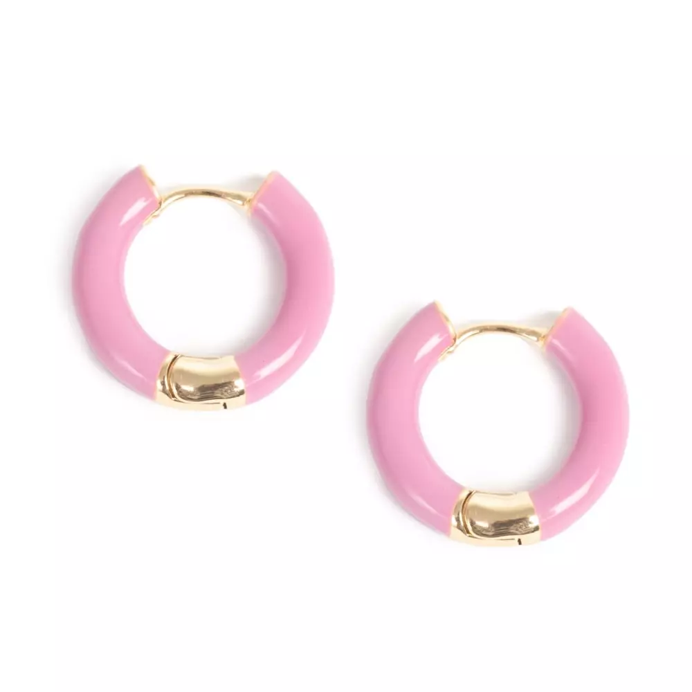 Emalje-Øreringer - Rosa - Just Oslo, 7990103700217, 1037-0021, Accessories, Øredobber, Just Oslo, A&C Oslo, Earr, 20mm Fuchsia (dark) brass18K GP