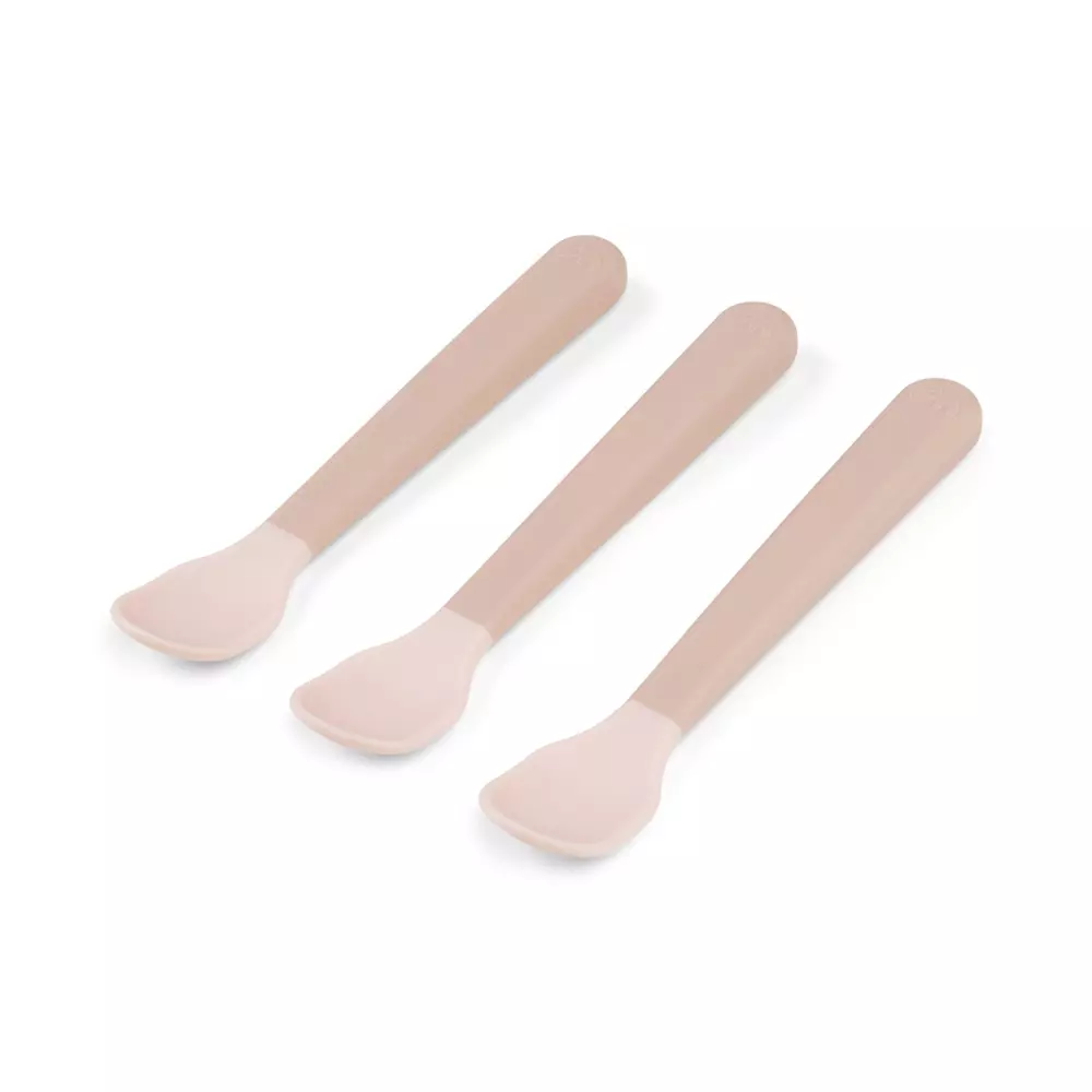 Foodie Easy-Grip Babyskje Pudder, 5712643053408, 1146511, Kjøkken, Barn, Done by Deer, Foodie easy-grip baby spoon 3-pack Powder