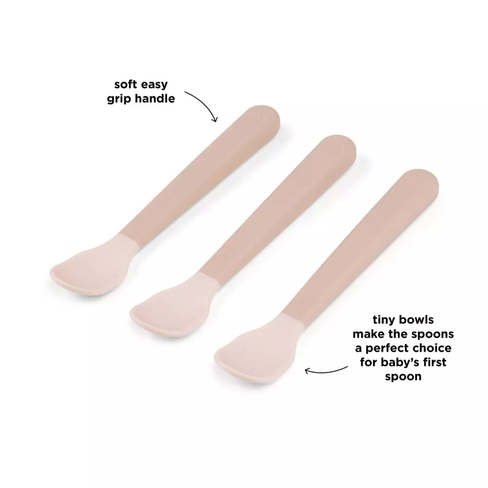 Foodie Easy-Grip Babyskje Pudder, 5712643053408, 1146511, Kjøkken, Barn, Done by Deer, Foodie easy-grip baby spoon 3-pack Powder