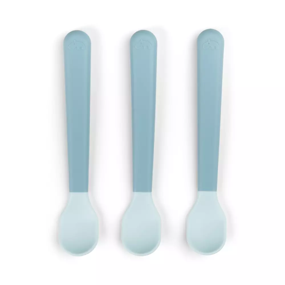 Foodie Easy-Grip Babyskje Blå, 5712643053439, 1146512, Kjøkken, Barn, Done by Deer, Foodie easy-grip baby spoon 3-pack Blue