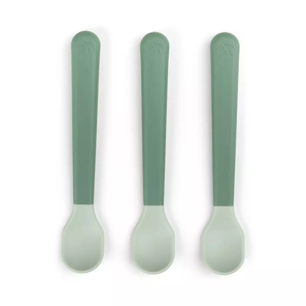 Foodie Easy-Grip Babyskje Grønn, 5712643053828, 1146513, Kjøkken, Barn, Done by Deer, Foodie easy-grip baby spoon 3-pack Green