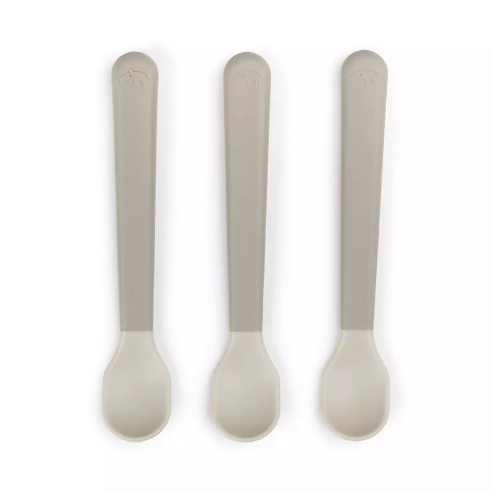 Foodie Easy-Grip Babyskje Sand, 5712643053460, 1146519, Kjøkken, Barn, Done by Deer, Foodie easy-grip baby spoon 3-pack Sand