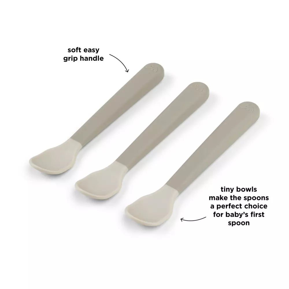 Foodie Easy-Grip Babyskje Sand, 5712643053460, 1146519, Kjøkken, Barn, Done by Deer, Foodie easy-grip baby spoon 3-pack Sand