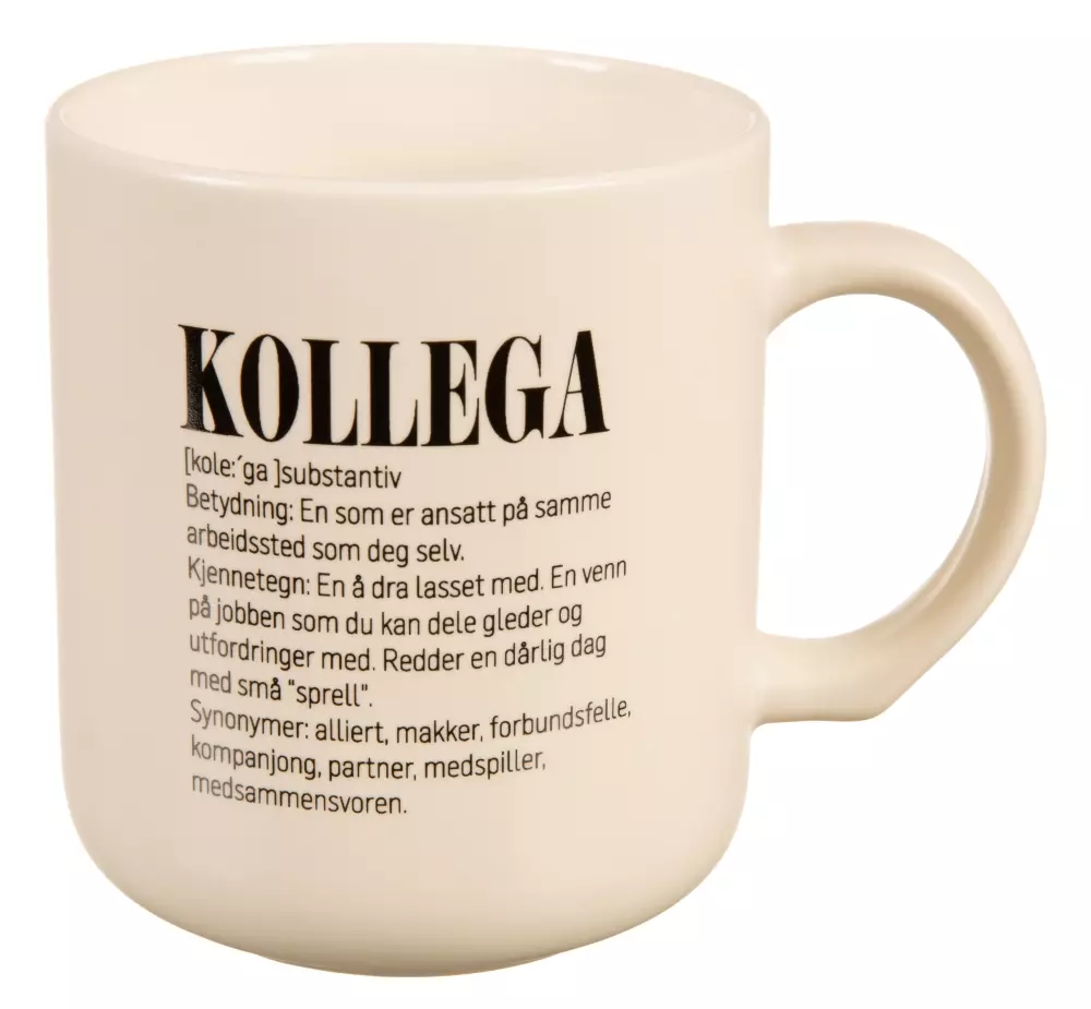 Definisjon Krus - Kollega, 7070056088065, 115462, Kjøkken, Krus og Skåler, Børscompagniet, Krus definisjon hvit m/sort Kollega 330ml 8,2x9,3cm 200g 